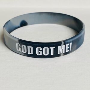 New | Women/Men/Boy/Girl | God Got Me Isaiah 41:10 | 1 Bl/Gr Silicone Wristband